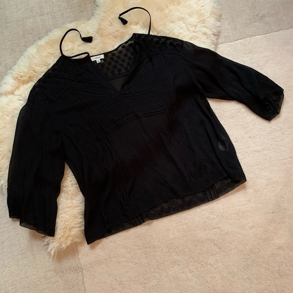 Wilfred Embroidered Folk Sheer Lace Blouse Top